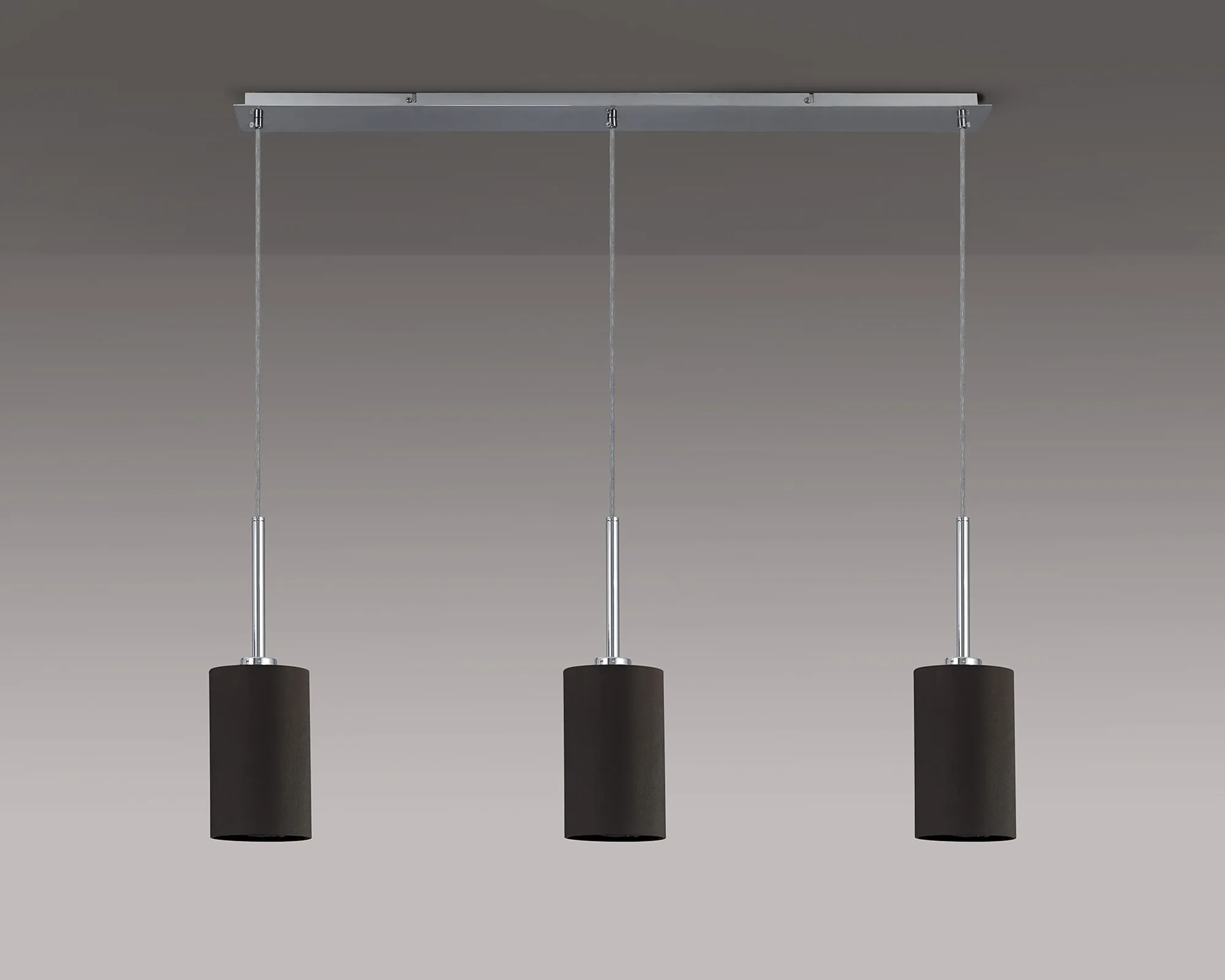 Baymont 12cm Shade 3 Light Pendant Polished Chrome, Grey/White DK0768  Deco Baymont CH GR